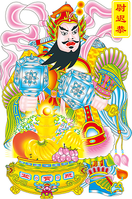 春节过年门上贴线条卡通辟邪门神