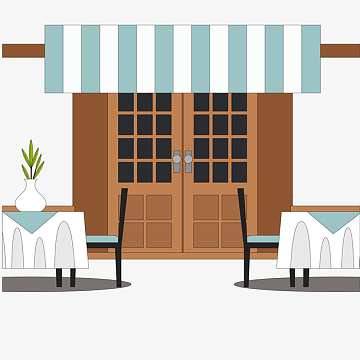 时尚室外餐馆设计矢量