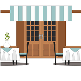 时尚室外餐馆设计矢量