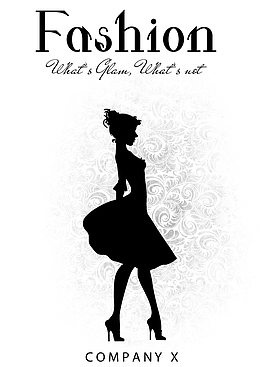 女孩剪影花纹背景