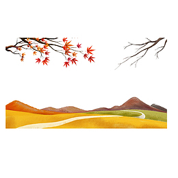 卡通秋季风景插画素材