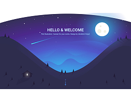 蓝色的夜空流星插画