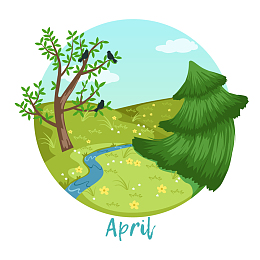 春季清新景色一年四季风景变化矢