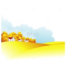 秋天乡村风景矢量免扣图