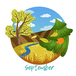 秋季景色一年四季风景变化矢量元