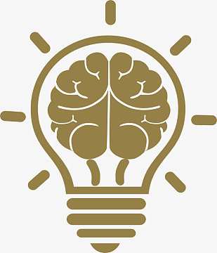 手绘创意灯泡大脑思考