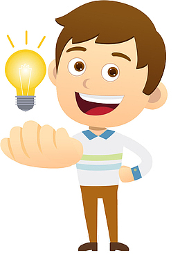 卡通拿着灯泡的男人免抠图