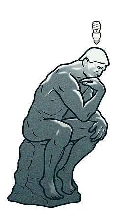 装饰插图托着下巴的思考者