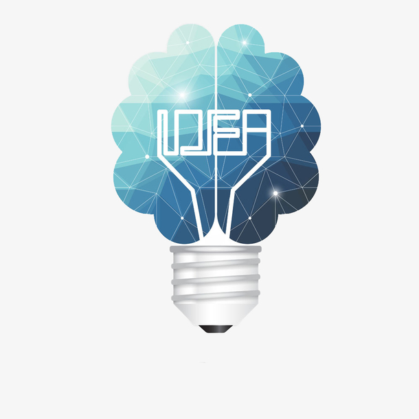 蓝色灯泡设计素材