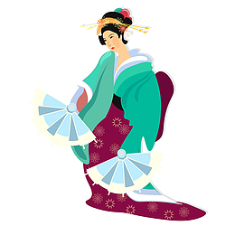 矢量卡通日本跳舞的艺妓