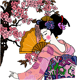 手绘日本艺妓
