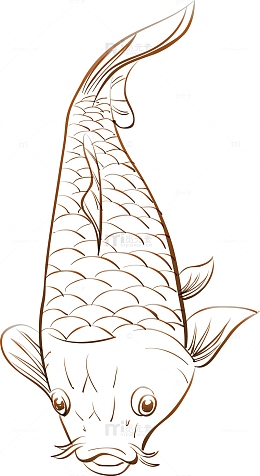 手绘海洋动物锦鲤素材图