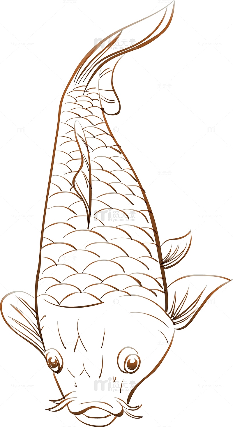 手绘海洋动物锦鲤素材图
