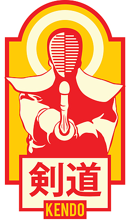 日本剑道卡通风格LOGO