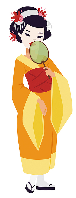 矢量卡通日本艺妓