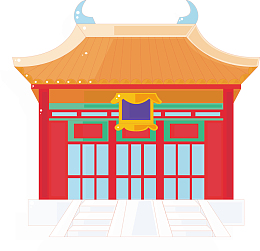 红色的日本古代建筑