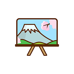 彩色圆角富士山绘画元素