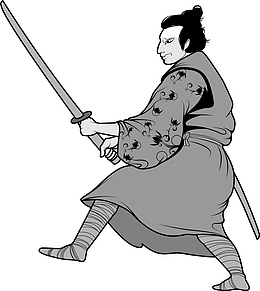 日本忍者保镖武士黑白图片