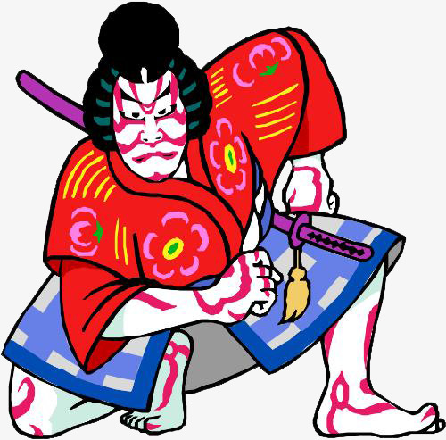 手绘艺妓免抠图片