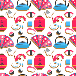 创意日本元素无缝背景矢量图