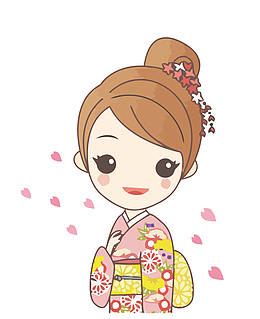 矢量日本和服少女