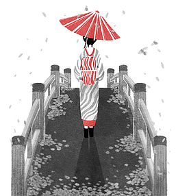 日本风格人物风景图案