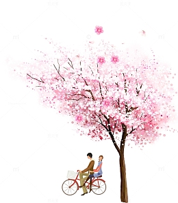 浪漫樱花树下约会主题