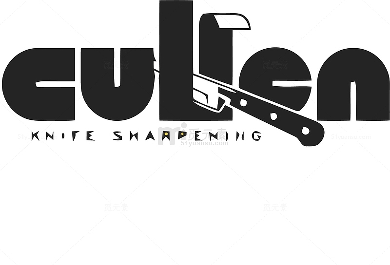 黑色刀子切开字母厨房logo