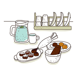 手绘精致甜点生活用具