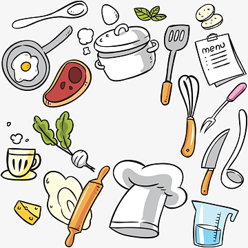 卡通厨房用具元素
