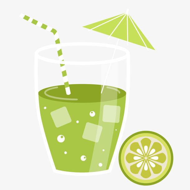 手绘矢量一杯柠檬水