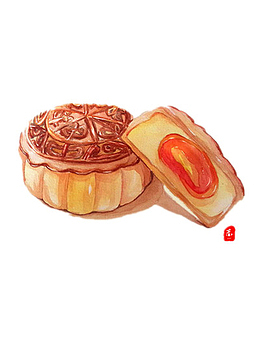 满满一口的蛋黄酱月饼