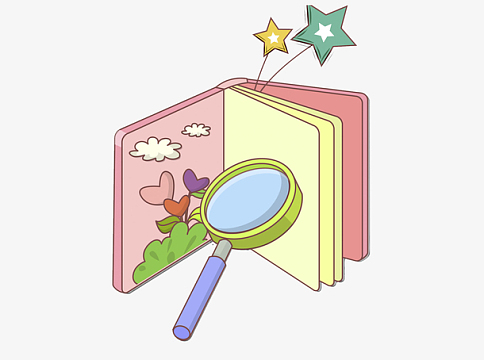 卡通打开的粉色书本