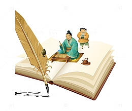 教师节复古风师生主题插画