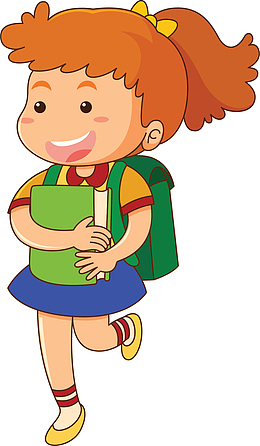 抱着书包上学的女孩
