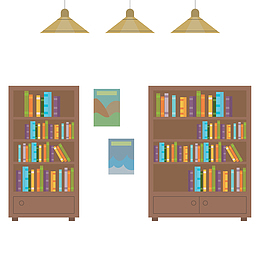 卡通创意书房矢量图