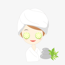 卡通女孩养生回眸矢量图