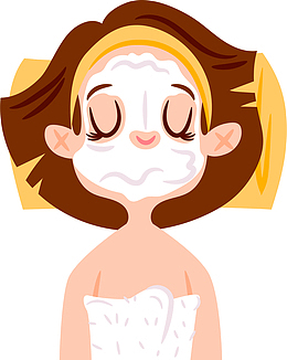 卡通贴面膜美容女孩