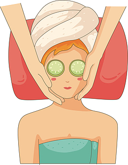 保健护理矢量手绘卡通美女SPA