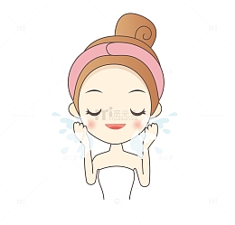 洗脸的女孩卡通图