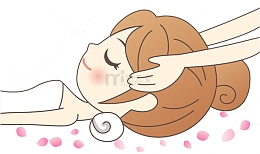 卡通女孩头部按摩养生