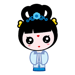 蓝色古代服饰美女