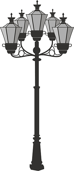 手绘灰色路灯