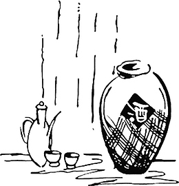 手绘白酒中国风黑白线条