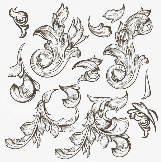 手绘古典花纹矢量