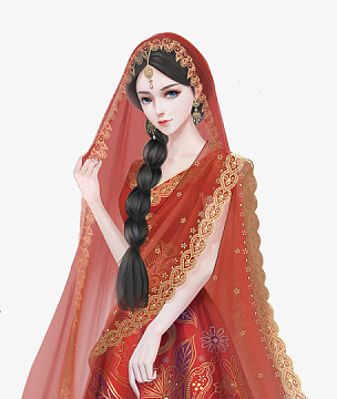 手绘卡通古装新娘png紫衣打伞美女png手绘古代美女人物2png古代读书