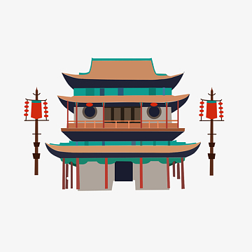 手绘卡通古典阁楼