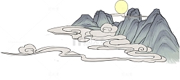 淡彩国画风格的云纹