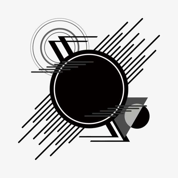 矢量黑色圆形几何免抠素材免费下载_觅元素51yuansu.com