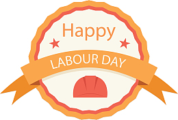 圆形劳动节快乐标签